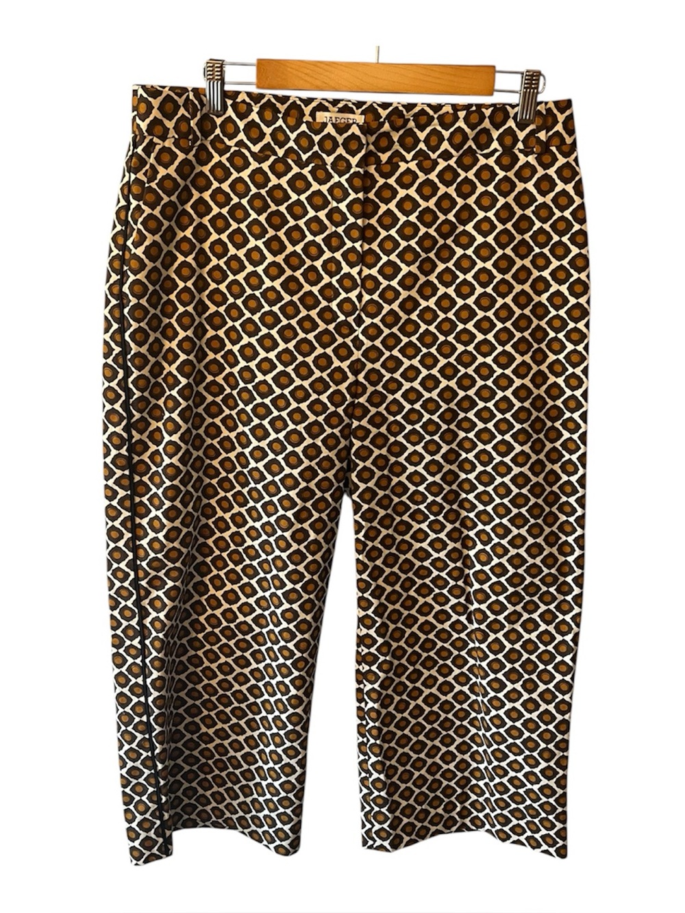 JAEGER Geometric Print Cropped Wide Leg Pant in Chocolate Mix Size 10 Brown